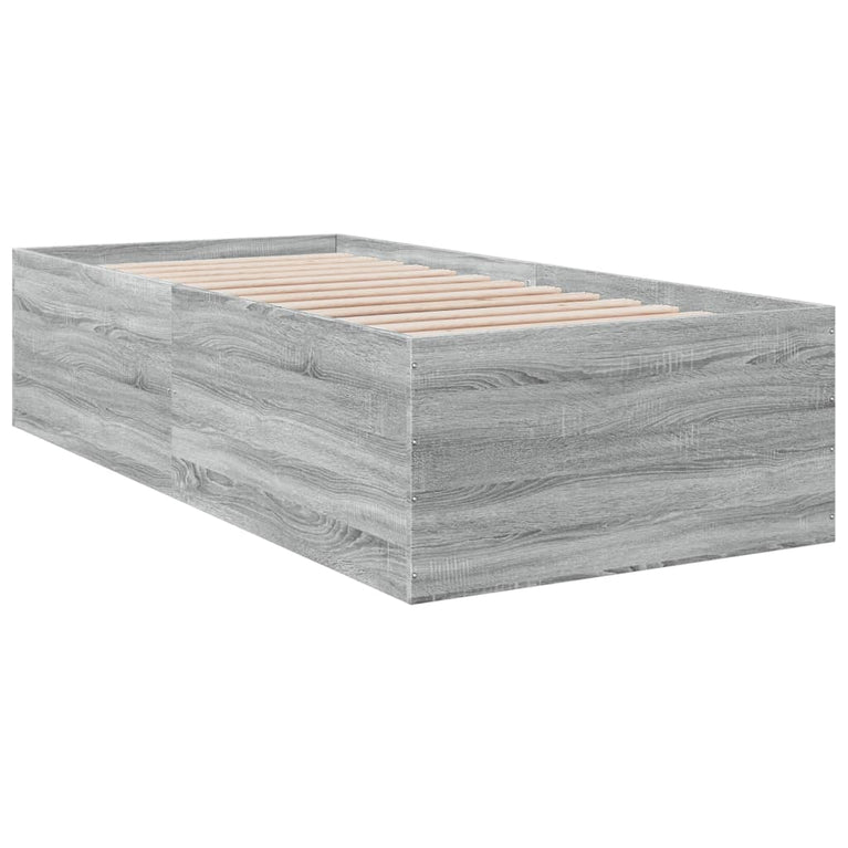 Bedframe bewerkt hout grijs sonoma eikenkleurig 75x190 cm