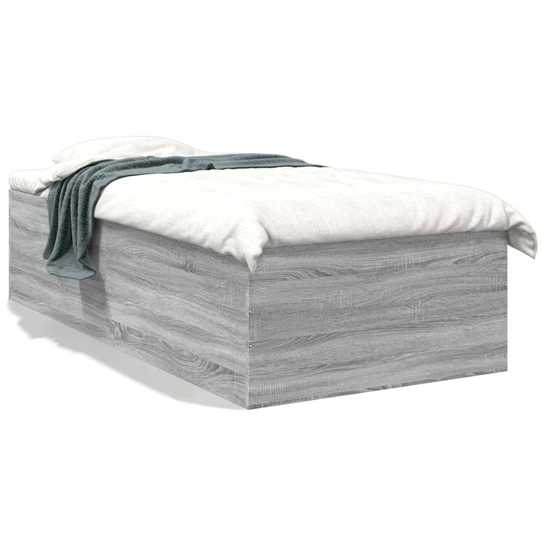 Bedframe bewerkt hout grijs sonoma eikenkleurig 75x190 cm