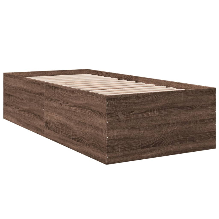 Bedframe bewerkt hout bruin eikenkleur 75x190 cm
