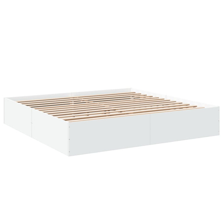 Bedframe massief hout wit 200x200 cm