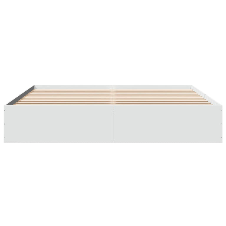 Bedframe massief hout wit 200x200 cm
