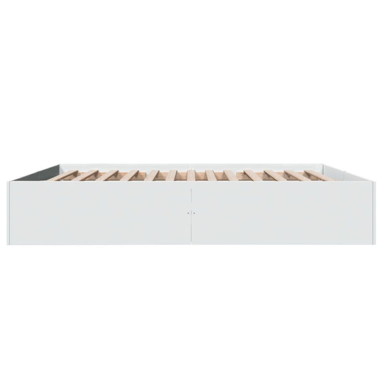 Bedframe massief hout wit 200x200 cm