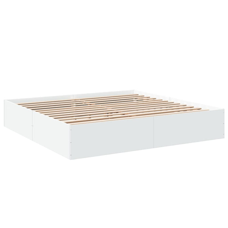 Bedframe massief hout wit 200x200 cm