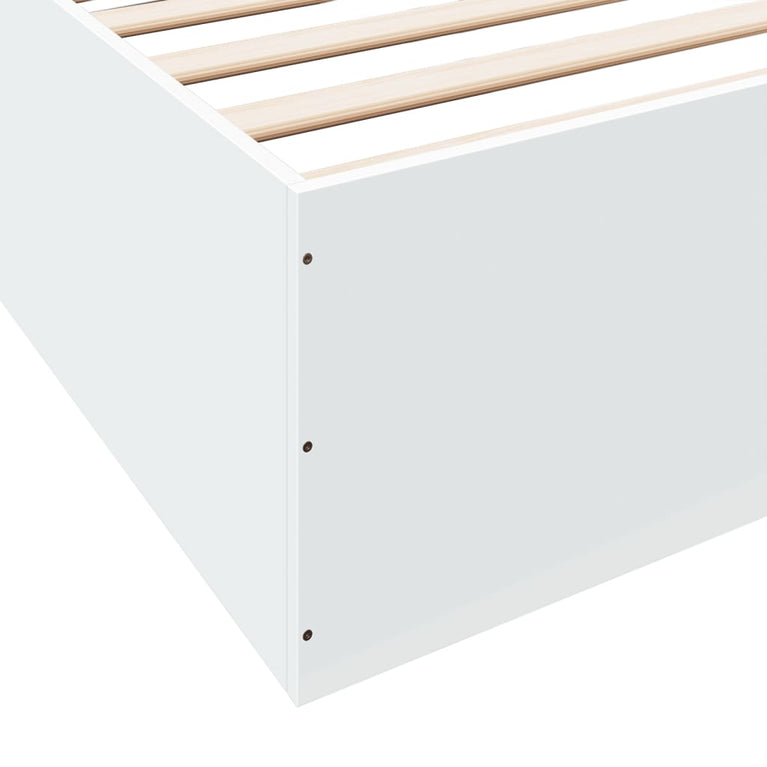 Bedframe massief hout wit 200x200 cm