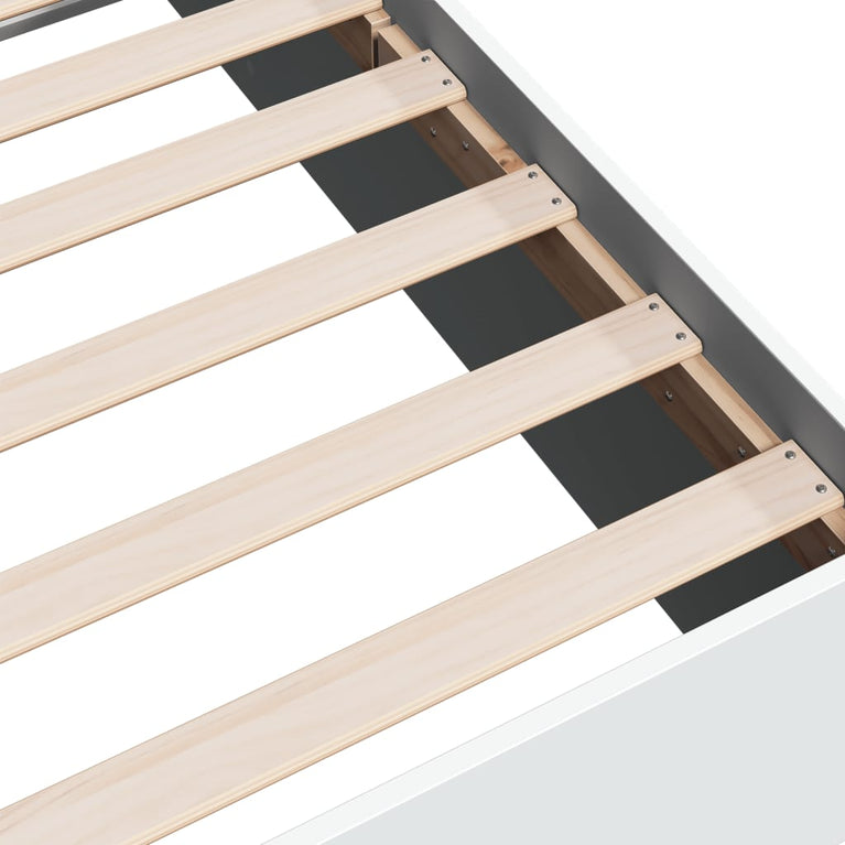 Bedframe massief hout wit 200x200 cm
