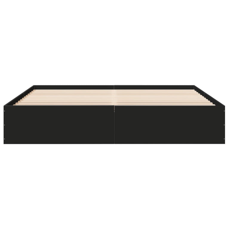 Bedframe massief hout zwart 200x200 cm