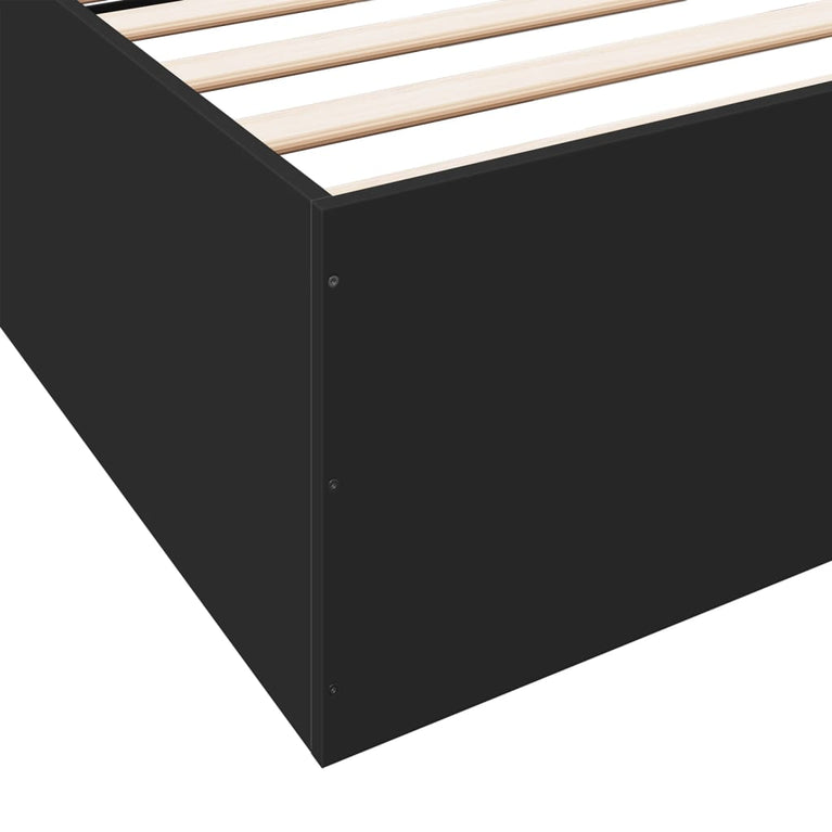 Bedframe massief hout zwart 200x200 cm