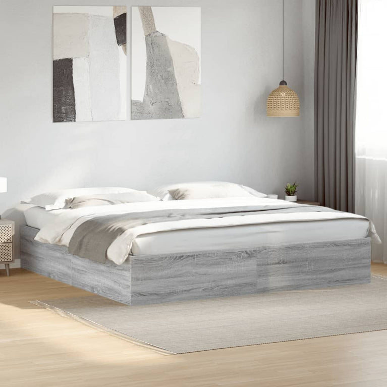 Bedframe bewerkt hout grijs sonoma eikenkleurig 200x200 cm