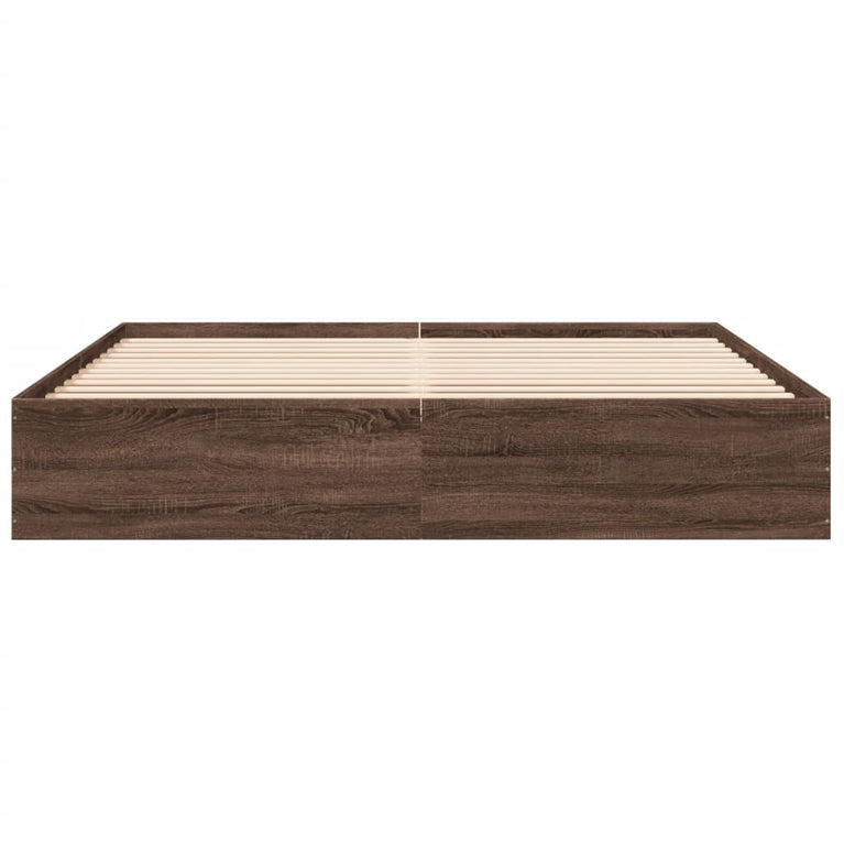 Bedframe bewerkt hout bruin eikenkleur 200x200 cm