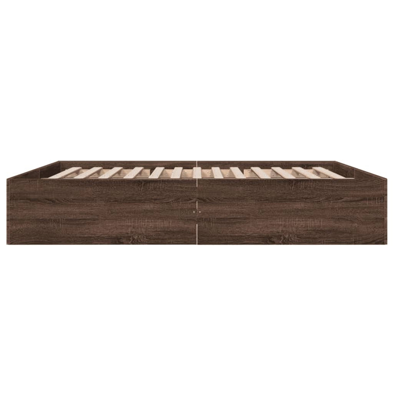 Bedframe bewerkt hout bruin eikenkleur 200x200 cm