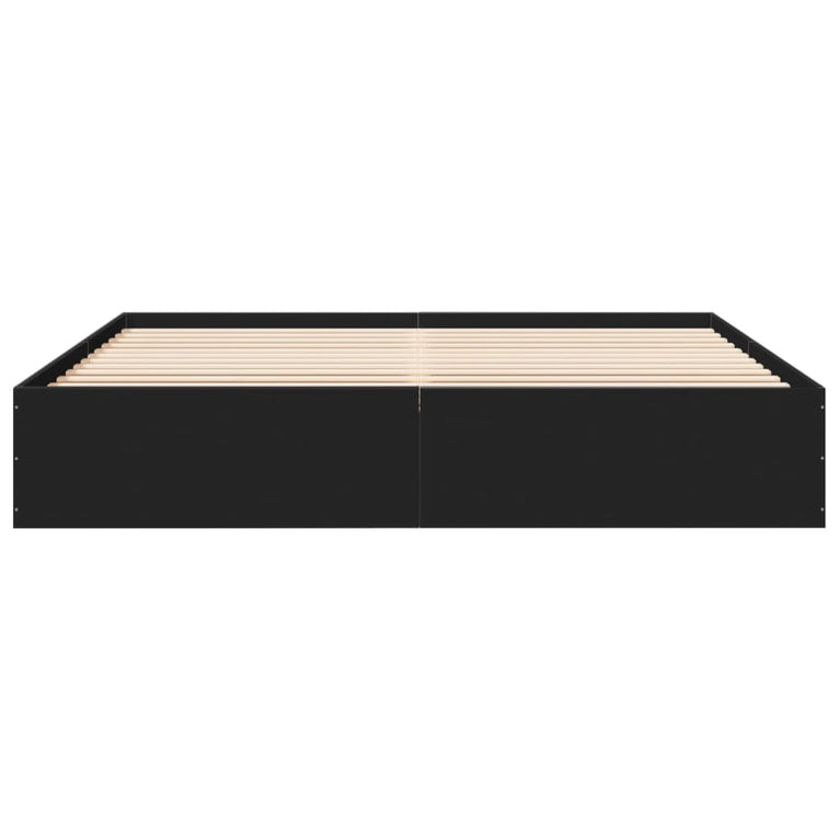 Bedframe bewerkt hout zwart 180x200 cm