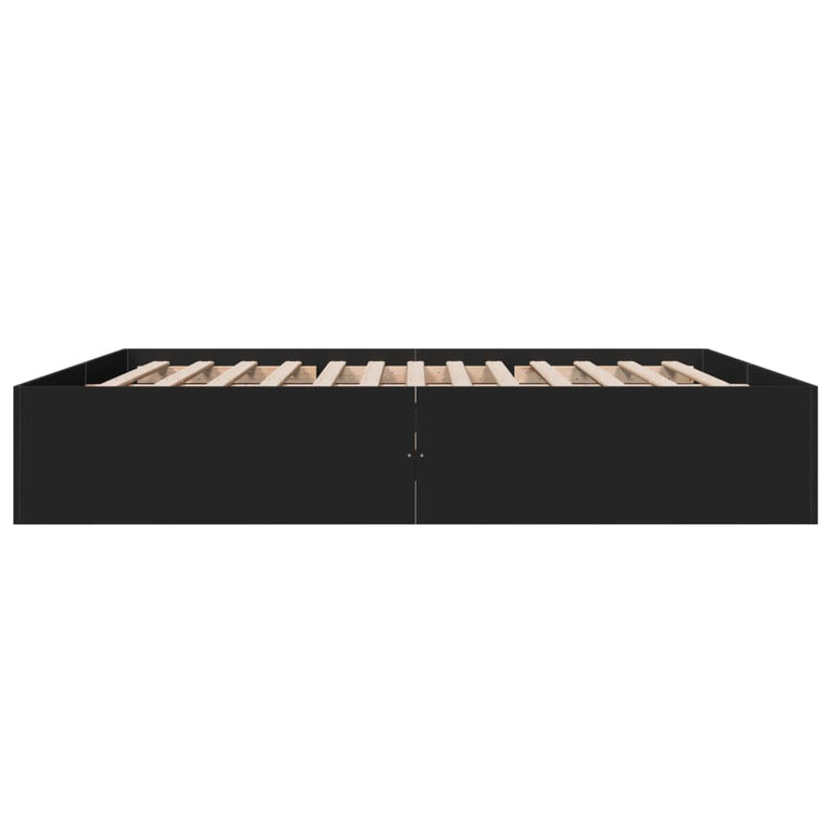 Bedframe bewerkt hout zwart 180x200 cm
