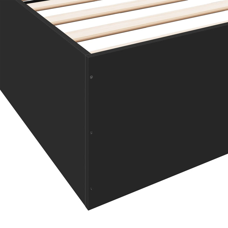 Bedframe bewerkt hout zwart 180x200 cm