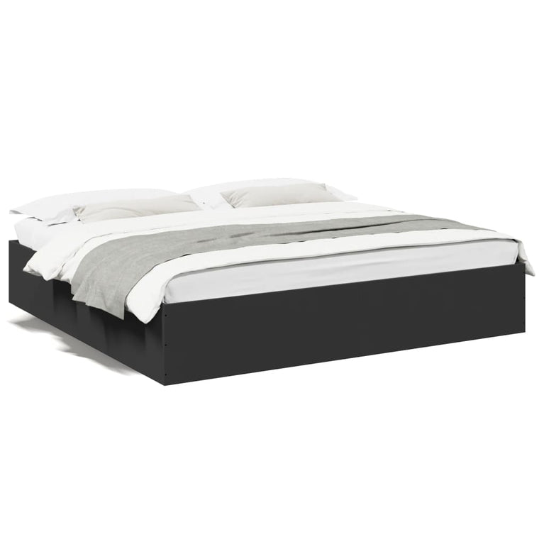 Bedframe bewerkt hout zwart 180x200 cm