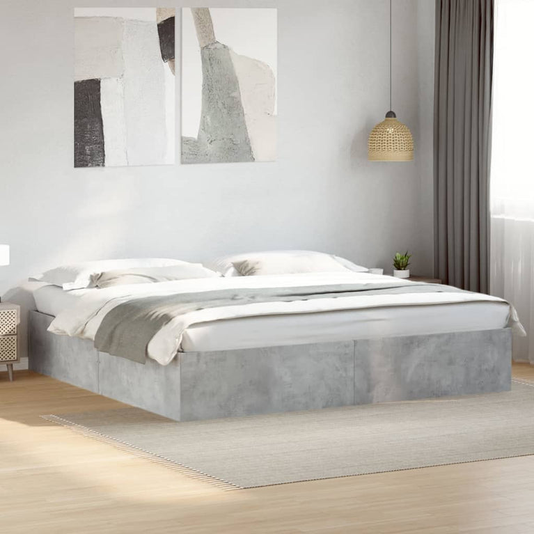 Bedframe bewerkt hout betongrijs 180x200 cm
