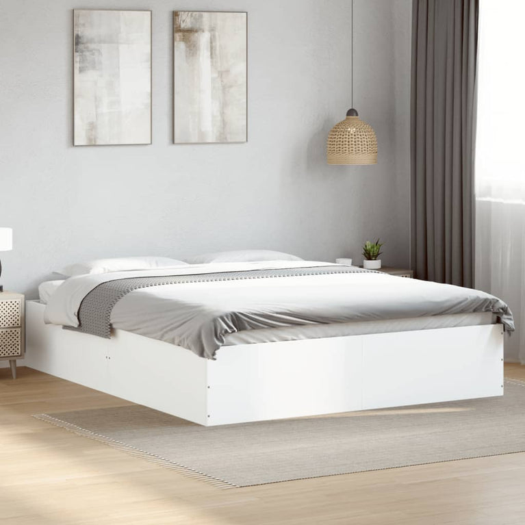 Bedframe bewerkt hout wit 160x200 cm