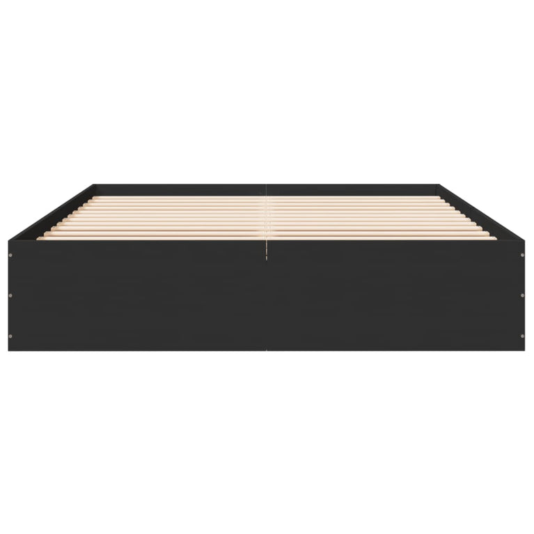 Bedframe bewerkt hout zwart 160x200 cm