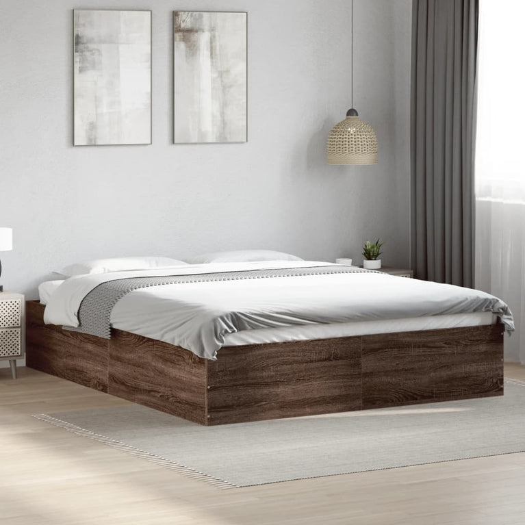 Bedframe bewerkt hout bruin eikenkleur 160x200 cm