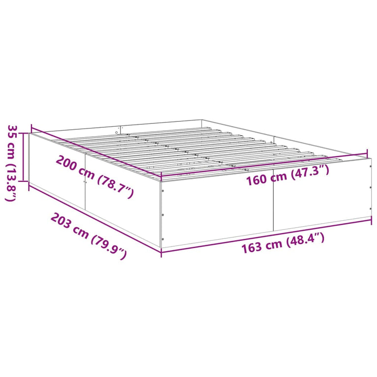 Bedframe bewerkt hout bruin eikenkleur 160x200 cm
