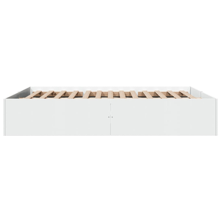 Bedframe bewerkt hout wit 150x200 cm
