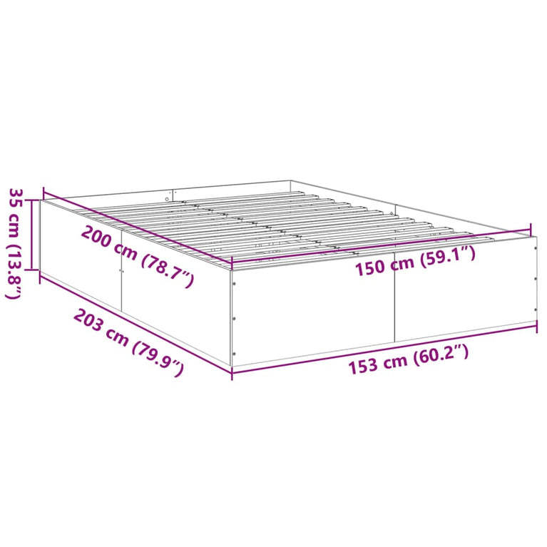 Bedframe bewerkt hout zwart 150x200 cm