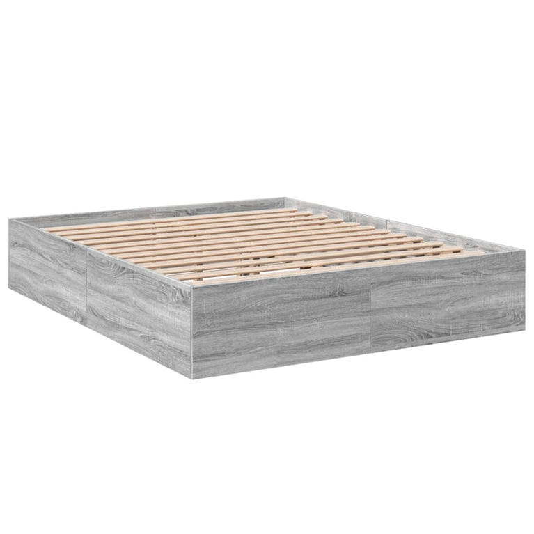 Bedframe bewerkt hout grijs sonoma eikenkleurig 150x200 cm
