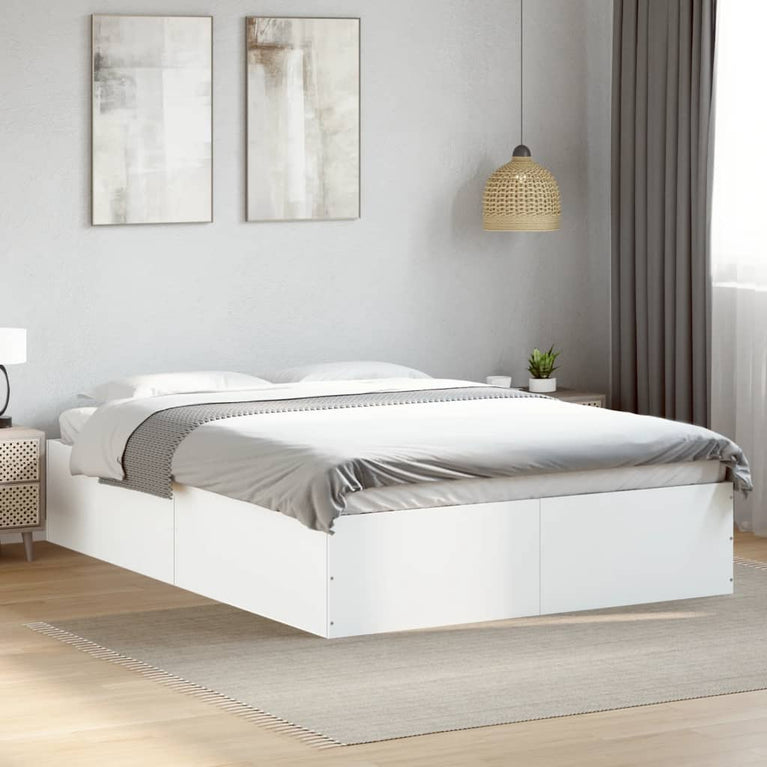 Bedframe bewerkt hout wit 140x200 cm