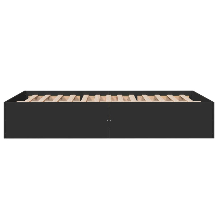 Bedframe bewerkt hout zwart 140x200 cm
