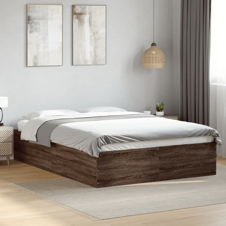 Bedframe bewerkt hout bruin eikenkleur 140x200 cm
