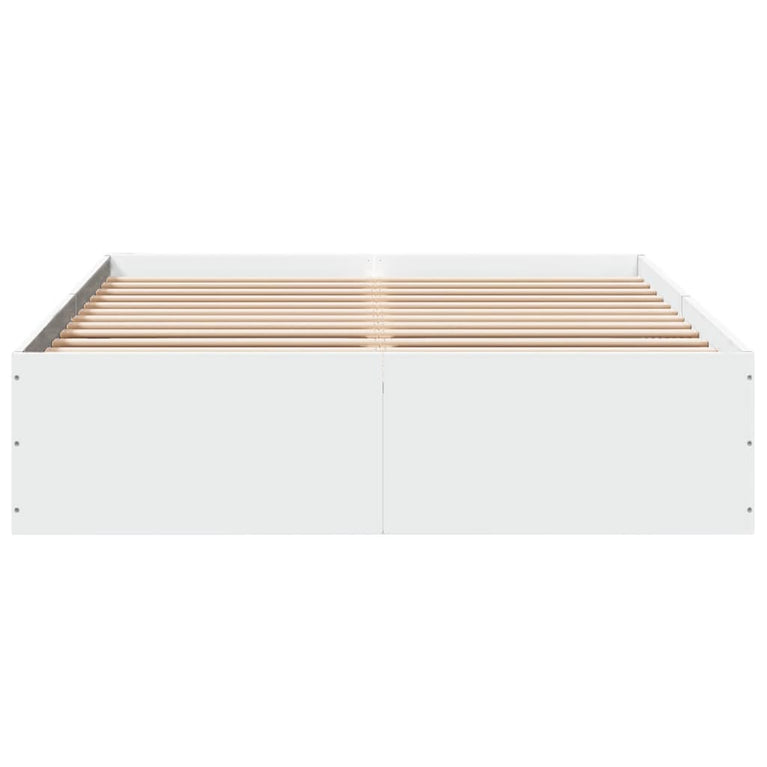 Bedframe LED massief hout wit 120x200 cm