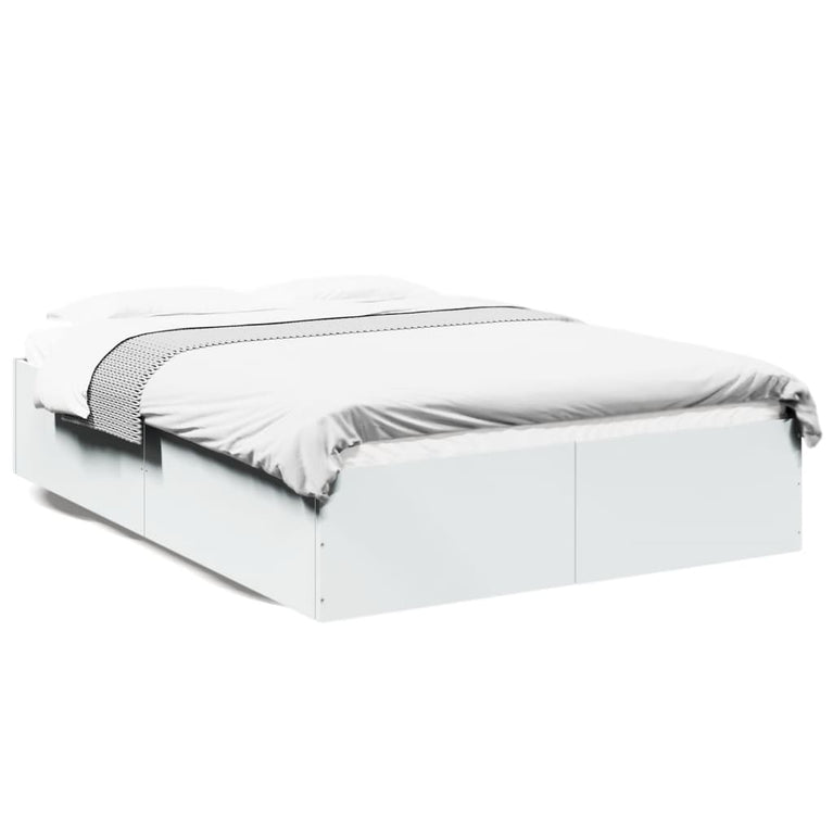 Bedframe LED massief hout wit 120x200 cm