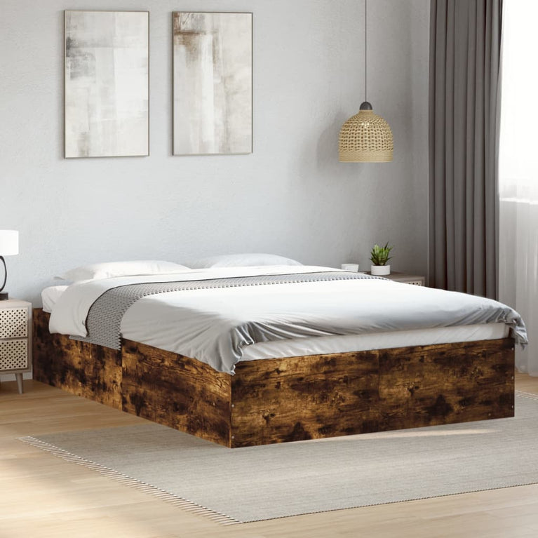 Bedframe bewerkt hout gerookt eikenkleurig 120x200 cm