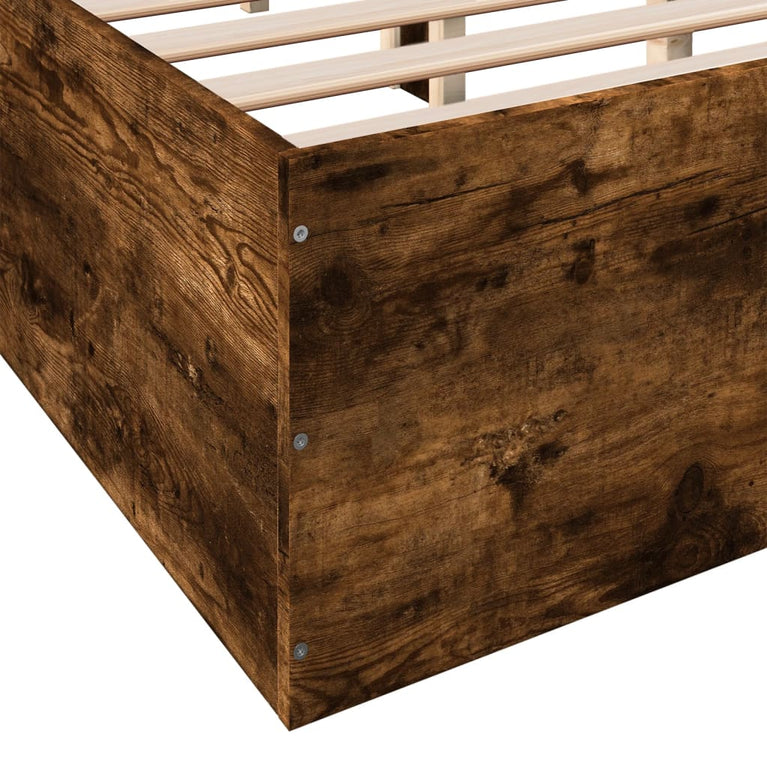 Bedframe bewerkt hout gerookt eikenkleurig 120x200 cm
