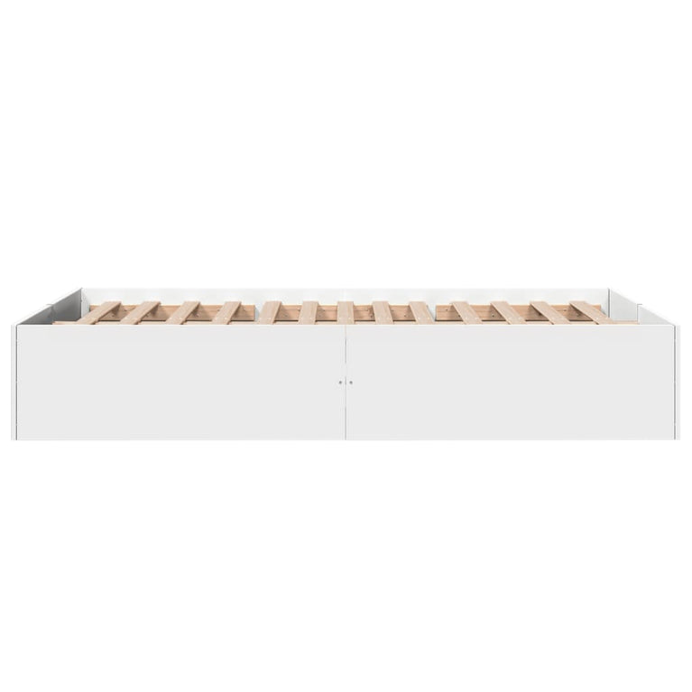 Bedframe LED massief hout wit 140x190 cm