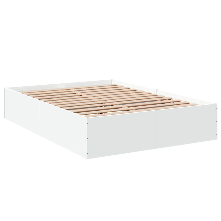Bedframe LED massief hout wit 140x190 cm
