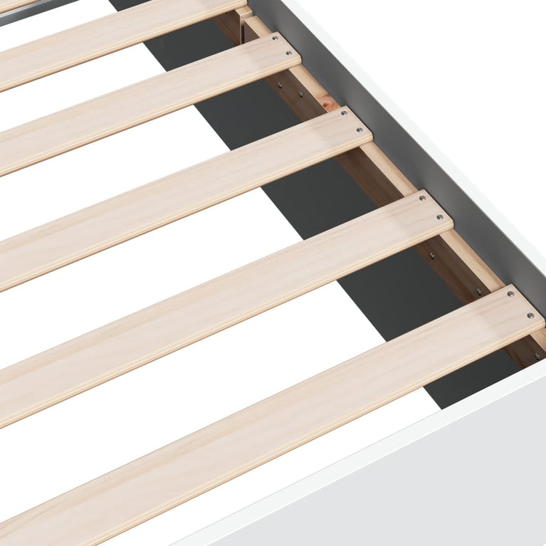Bedframe LED massief hout wit 140x190 cm