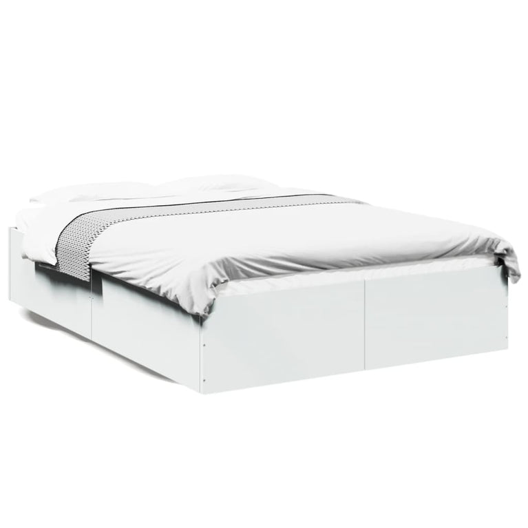 Bedframe LED massief hout wit 140x190 cm