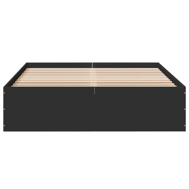 Bedframe LED massief hout zwart 140x190 cm