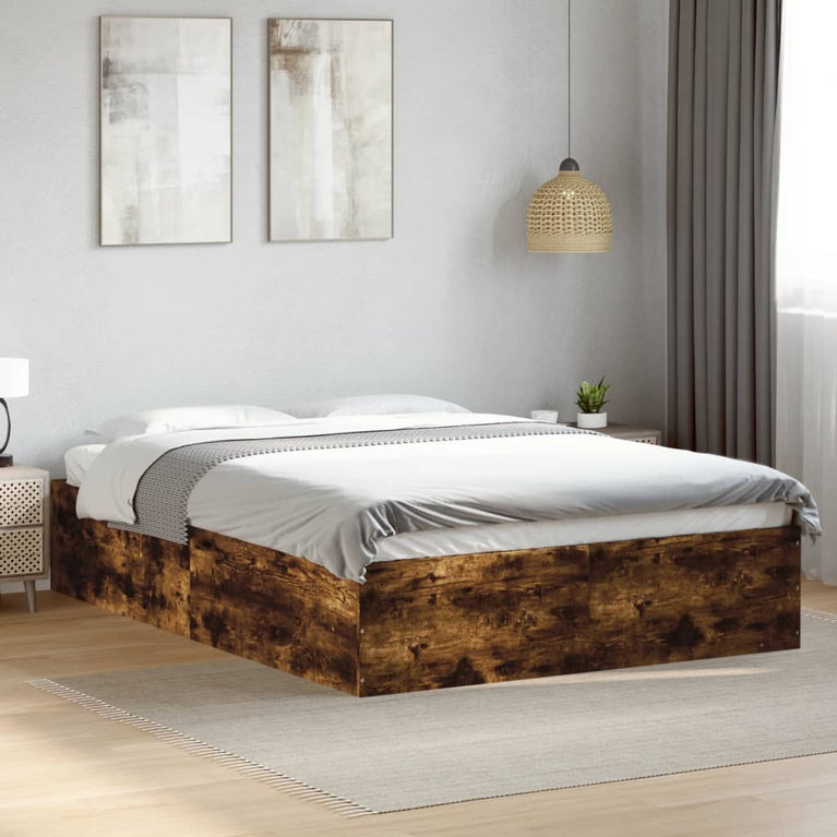 Bedframe bewerkt hout gerookt eikenkleurig 140x190 cm