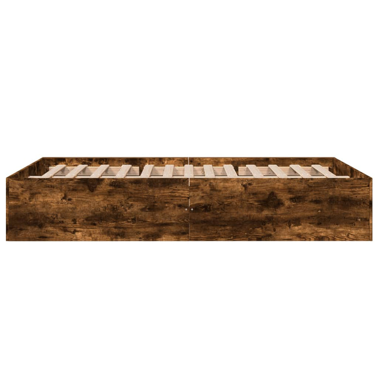 Bedframe bewerkt hout gerookt eikenkleurig 140x190 cm