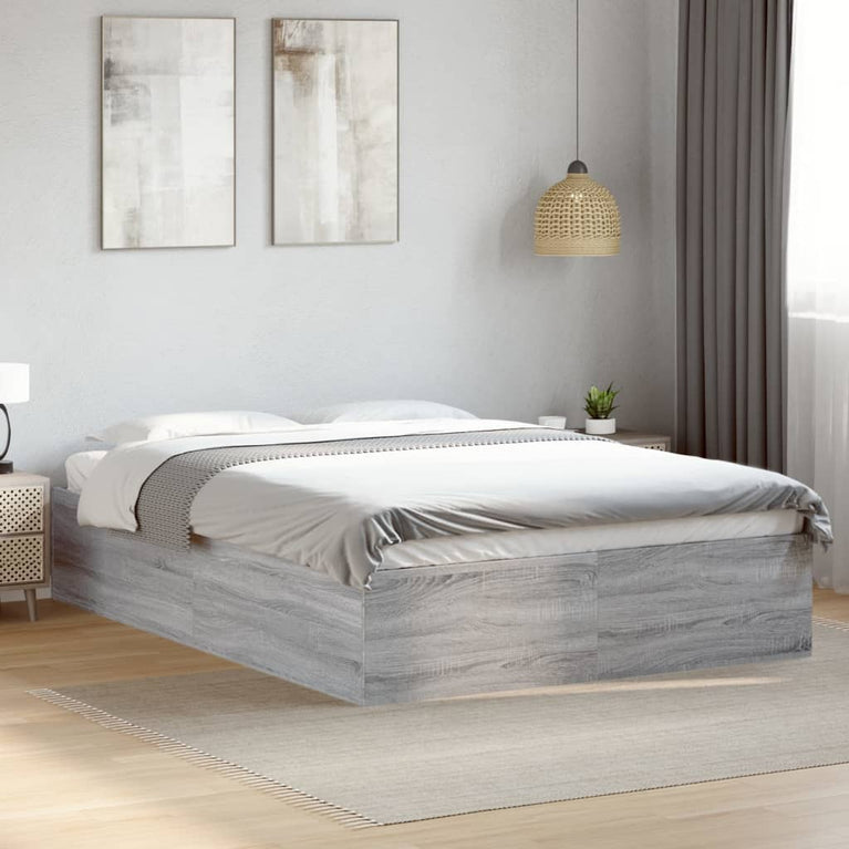 Bedframe bewerkt hout grijs sonoma eikenkleurig 140x190 cm