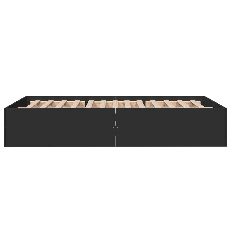 Bedframe bewerkt hout zwart 135x190 cm