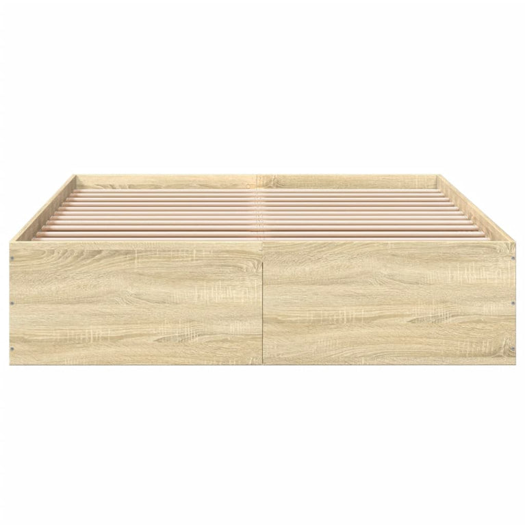 Bedframe bewerkt hout sonoma eikenkleurig 135x190 cm