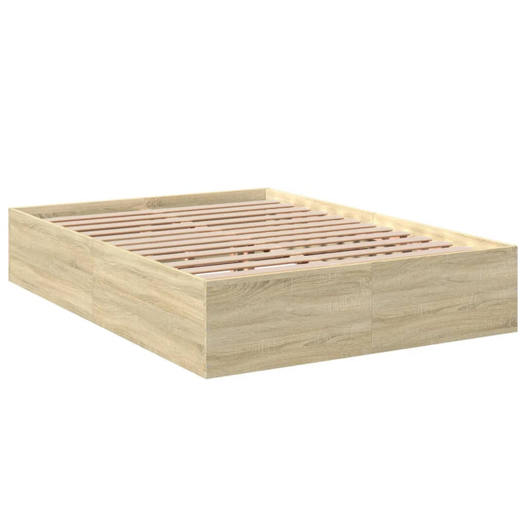 Bedframe bewerkt hout sonoma eikenkleurig 135x190 cm