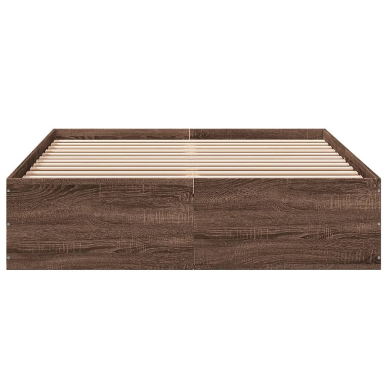 Bedframe bewerkt hout bruin eikenkleur 135x190 cm