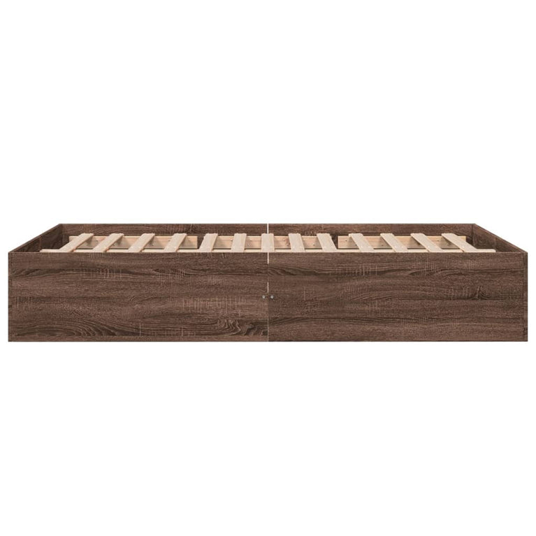 Bedframe bewerkt hout bruin eikenkleur 135x190 cm