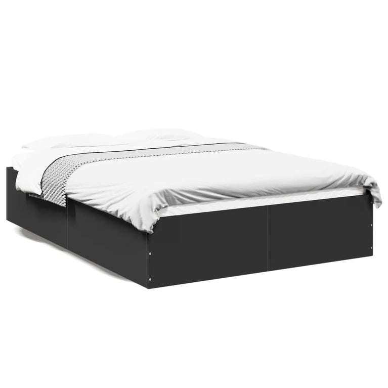 Bedframe bewerkt hout zwart 120x190 cm