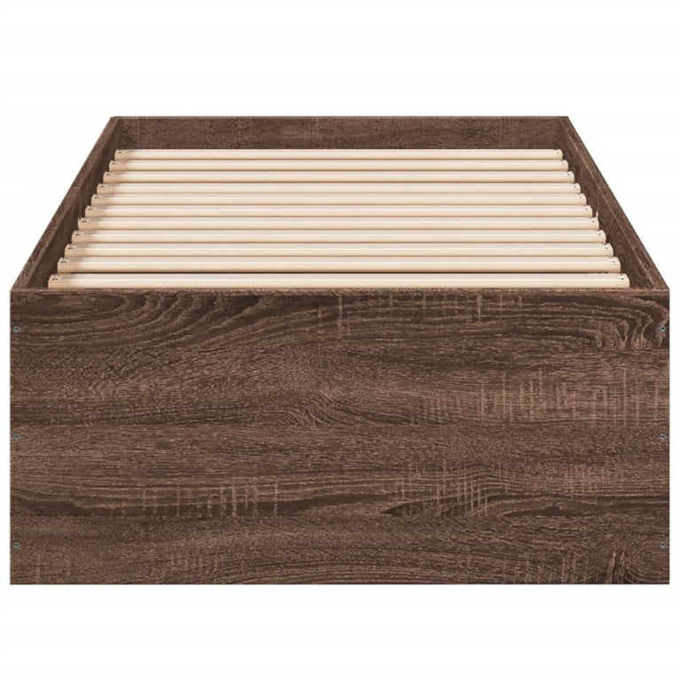 Bedframe bewerkt hout bruin eikenkleur 100x200 cm