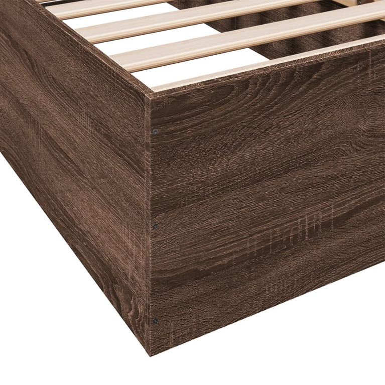 Bedframe bewerkt hout bruin eikenkleur 100x200 cm