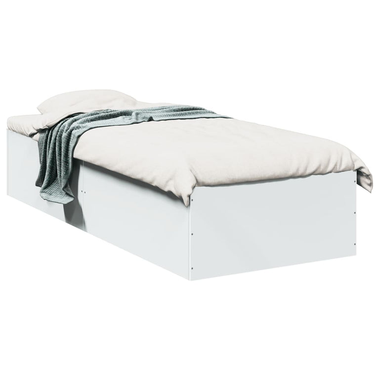 Bedframe bewerkt hout wit 90x190 cm